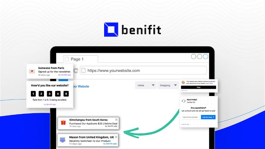Benifit - Website Social Proof, Nudge, Subtle Notifications & FOMO Widgets