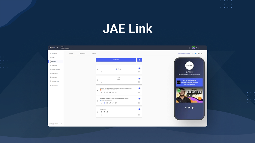 JAE Link - Bio Link & URL Shortener Platform
