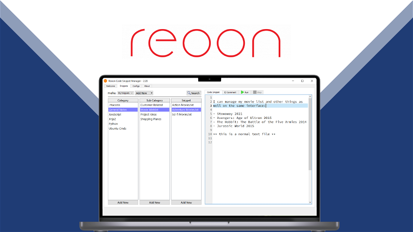Reoon Code Snippet Manager
