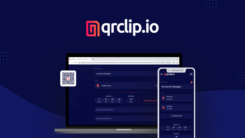 QRClip.io - Transfer Any File To Any Device Via QR Code or Link