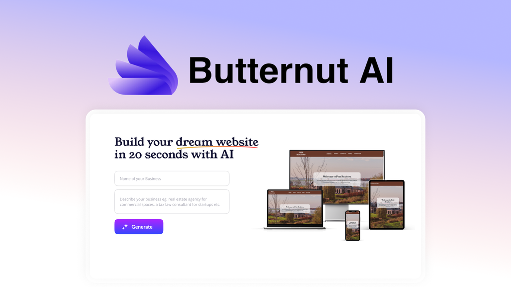 Thumbnail for: Use AI to build no-code websites in seconds! | Butternut.ai