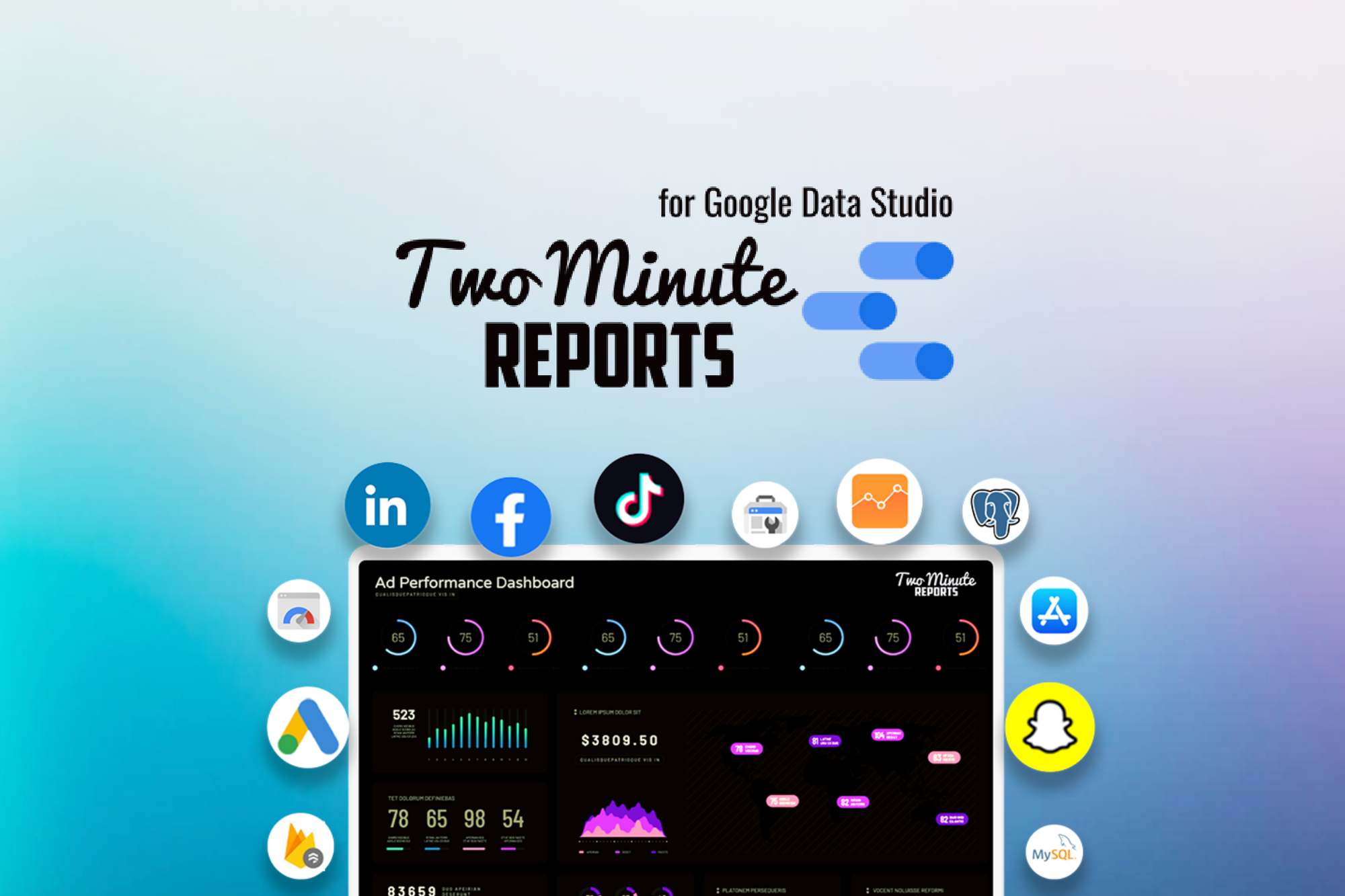 Two Minute Reports for Google Data Studio logo