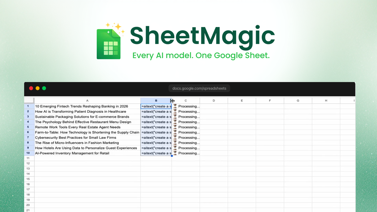 SheetMagic: ChatGPT + Google Sheets AI Integration