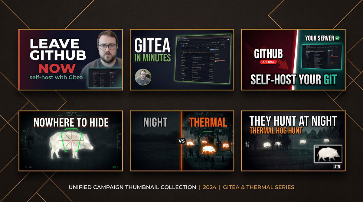 Grid of thumbnail designs across niches