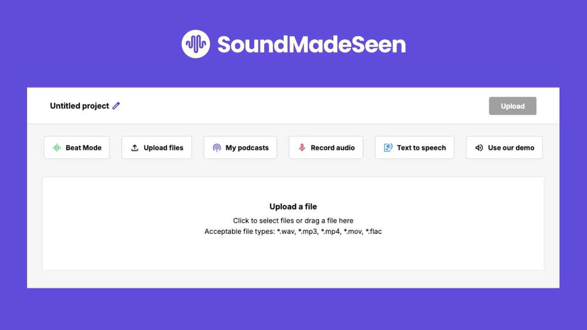 Some of the available upload options in SoundMadeSeen.