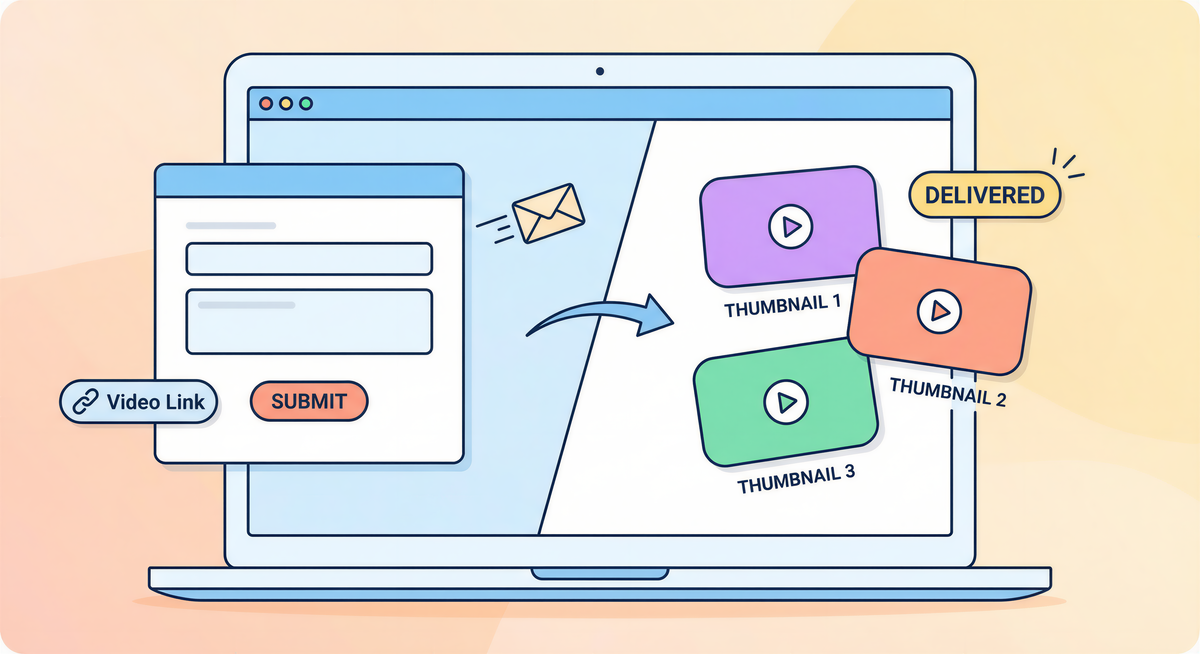 Upload your video. Get 3 thumbnails. Done.