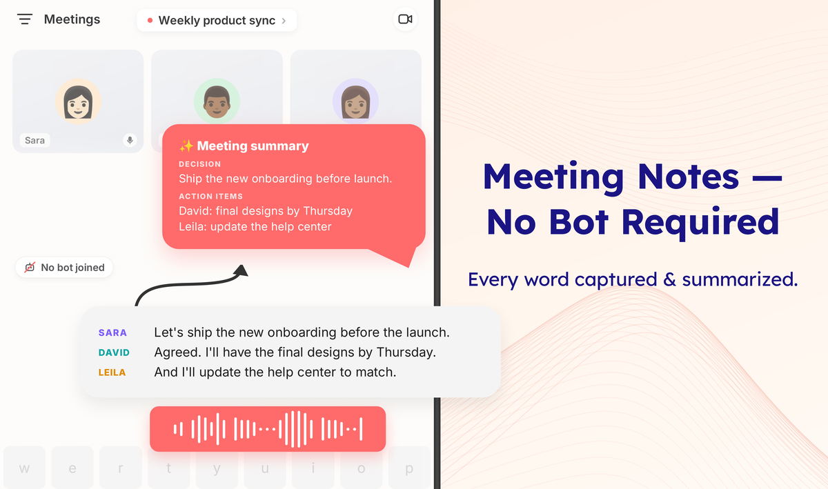 Meeting notes; not bot required