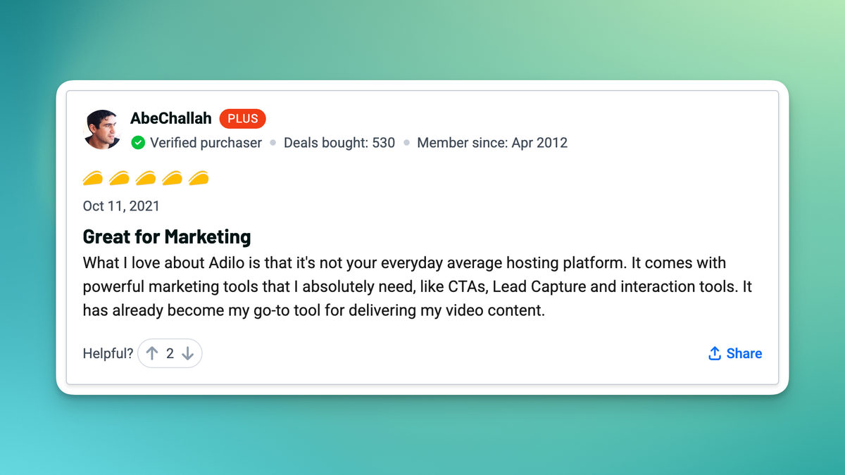 Abe Challah Adilo marketing tool review on AppSumo
