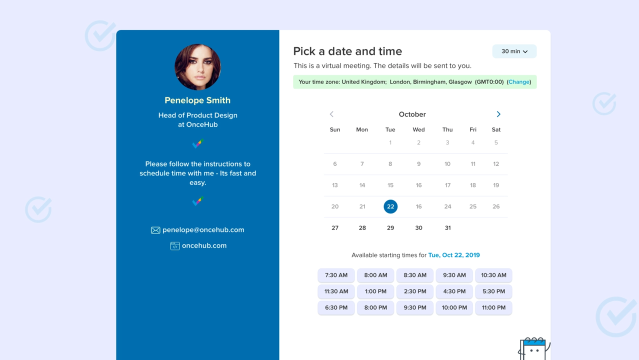 Booking page