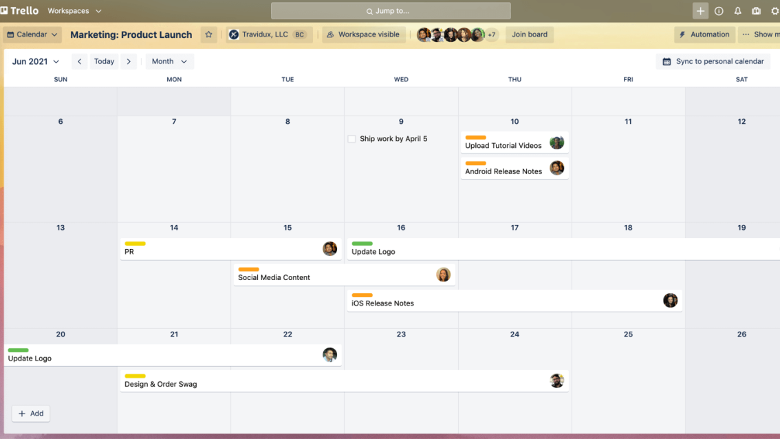 Calendar view
