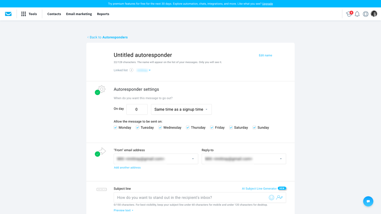 Nurture lists with autoresponders
