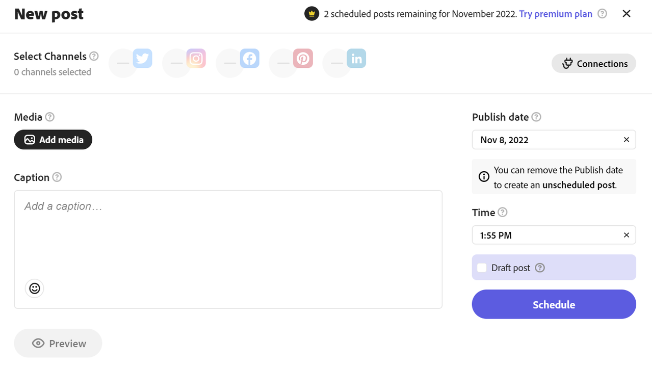 Schedule social posts