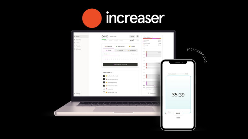 Increaser - Stop Overworking, Get More Done With Right Tools