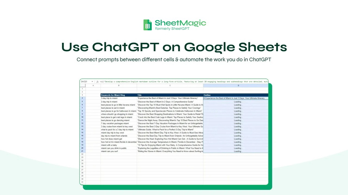 Connect prompts between different cells and automate the work you do in ChatGPT to save time like never before.