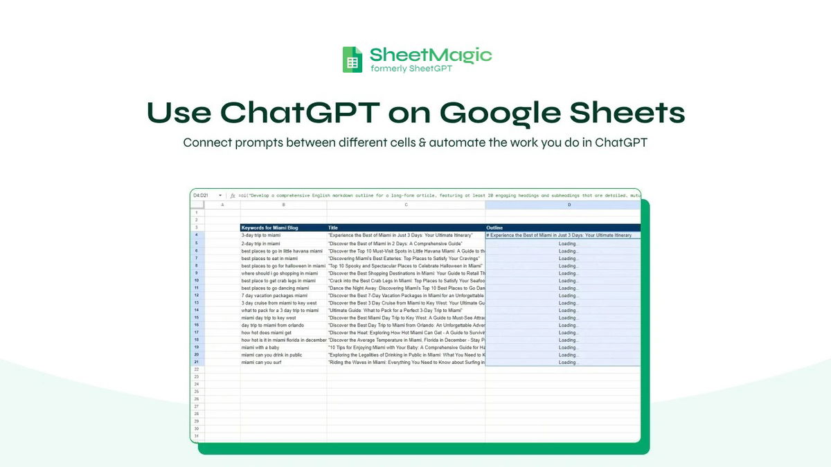 Connect prompts between different cells and automate the work you do in ChatGPT to save time like never before.