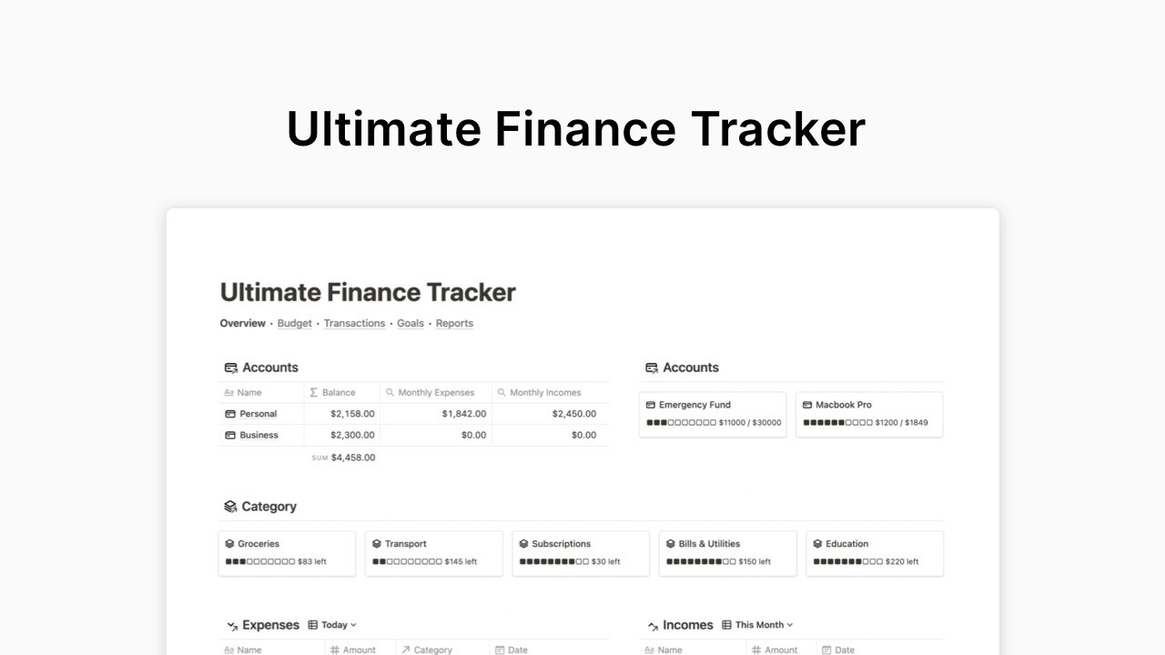 AppSumo Deal for Notion Finance Tracker