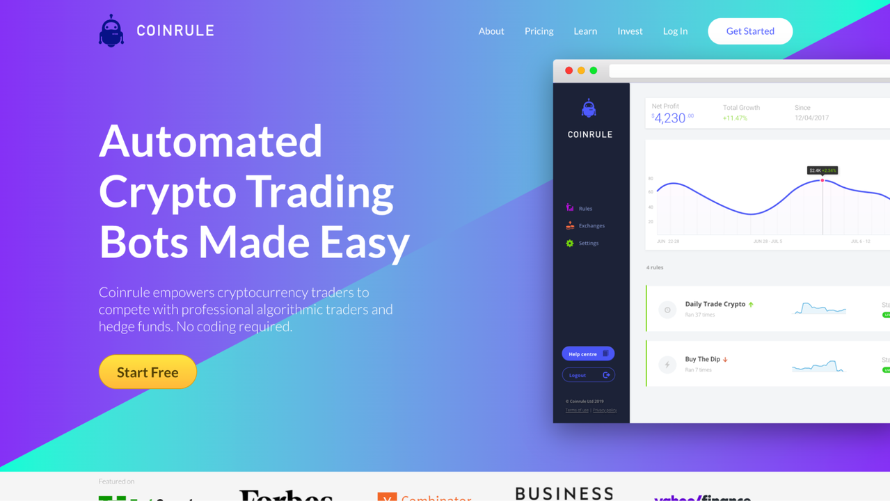 Coinrule homepage