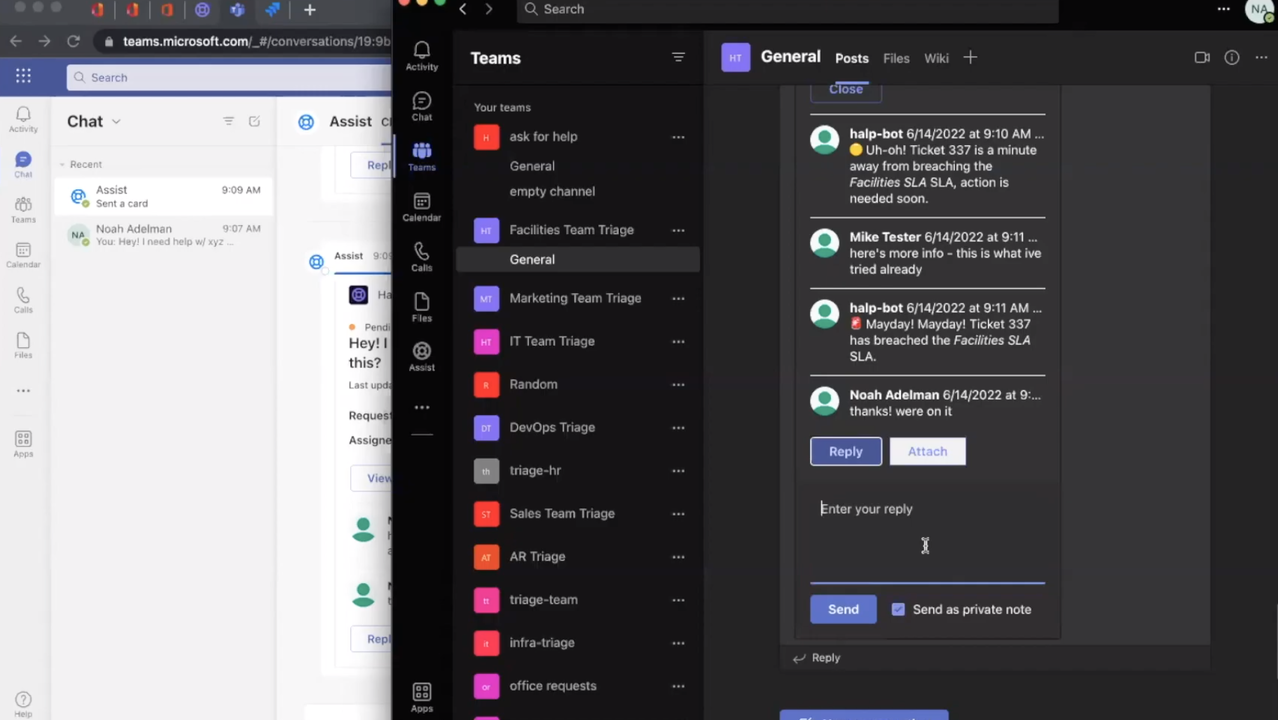 Manage tickets in Teams
