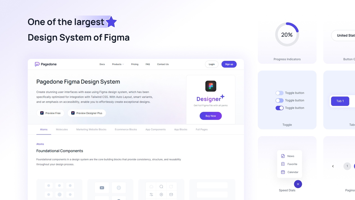 Pagedone Figma design system.