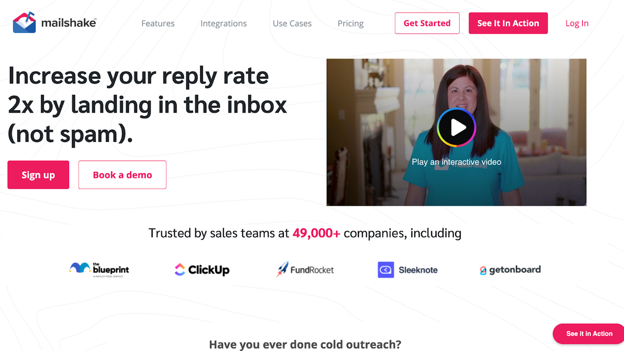 Mailshake homepage