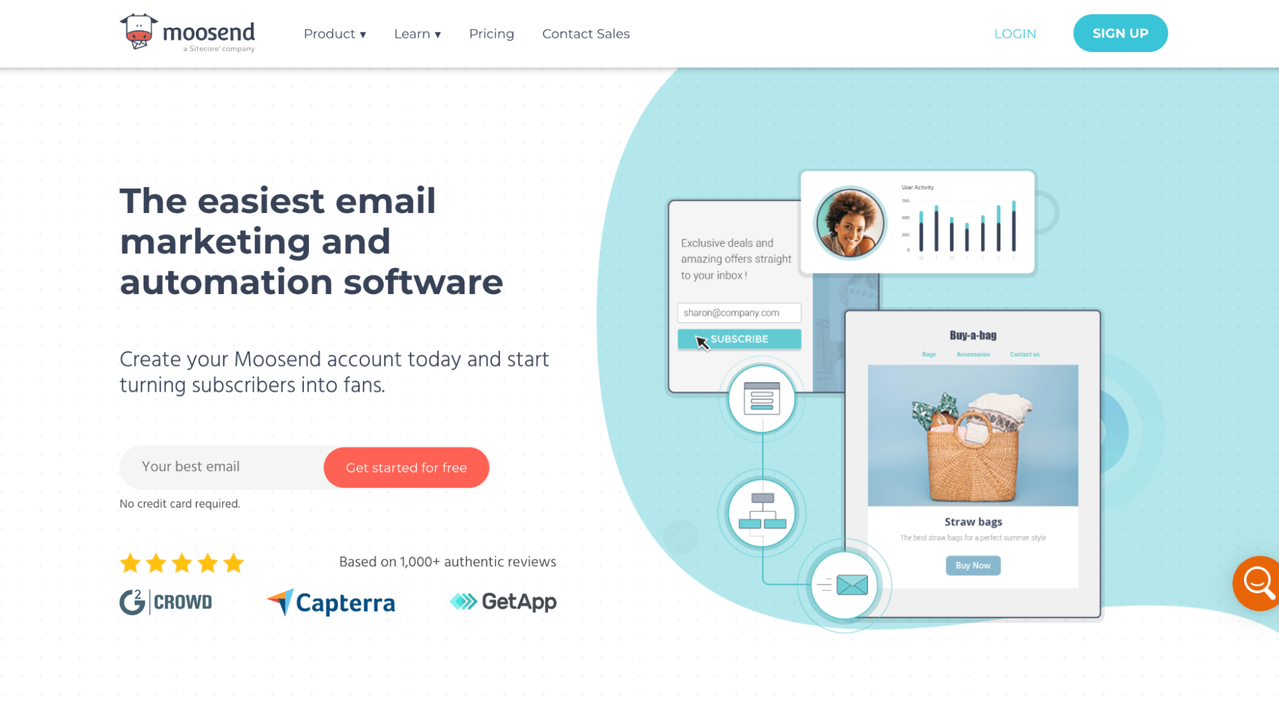 Moosend home page