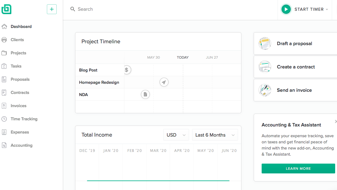 Hello Bonsai main dashboard with overview