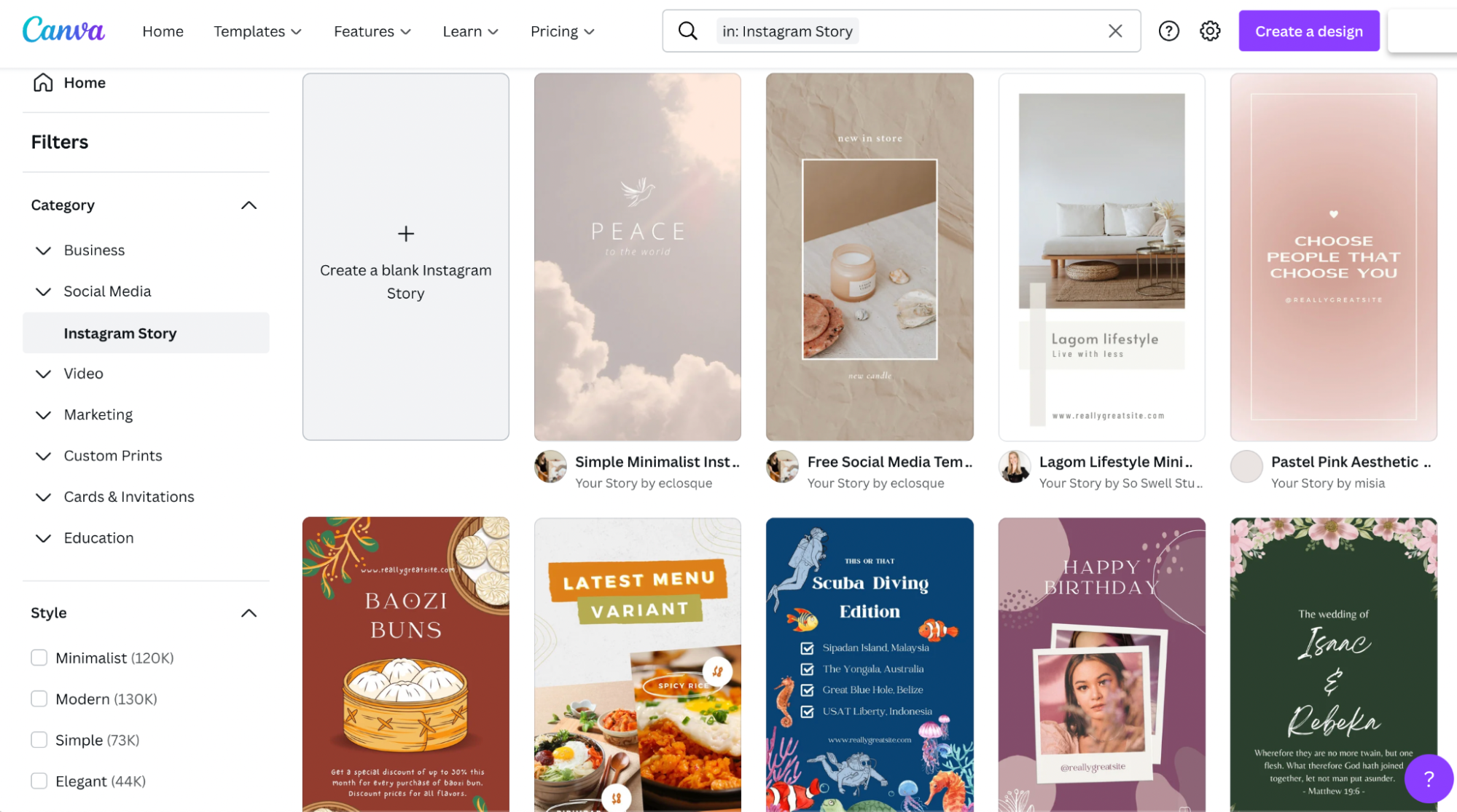 Canva Instagram story templates