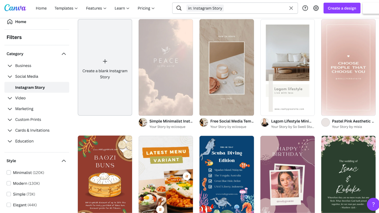 Canva Instagram story templates