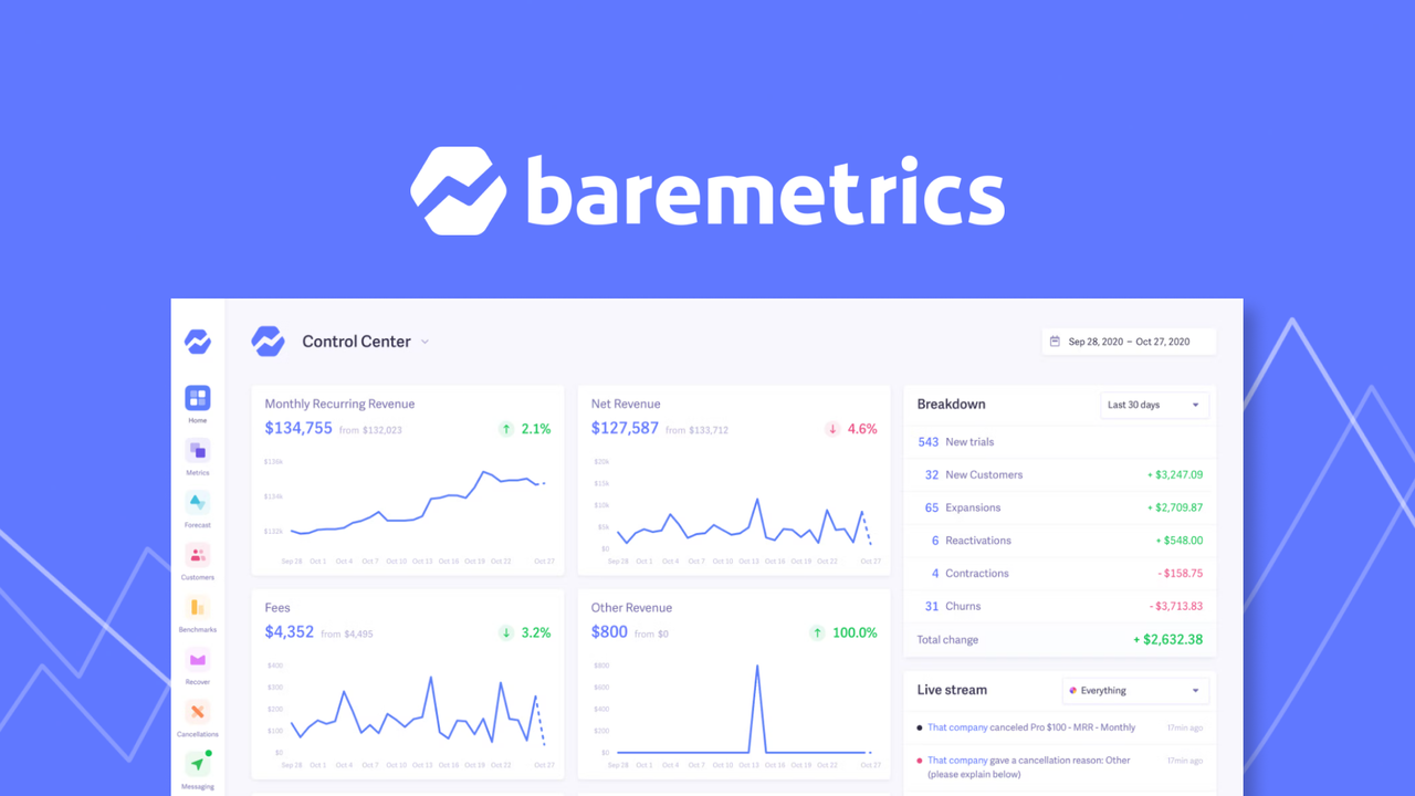 Baremetrics homepage