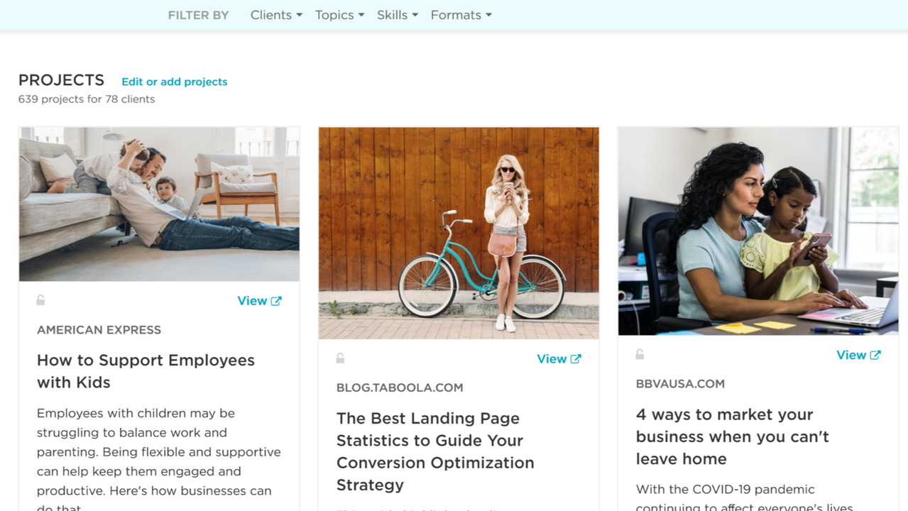 Contently Writers’ Portfolio