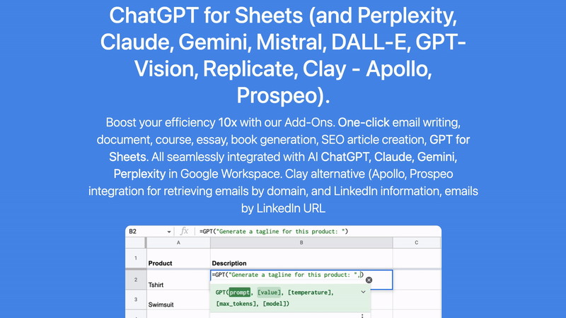 ChatGPT, API integrations, Programmatic SEO, Data Enrichment in Sheets