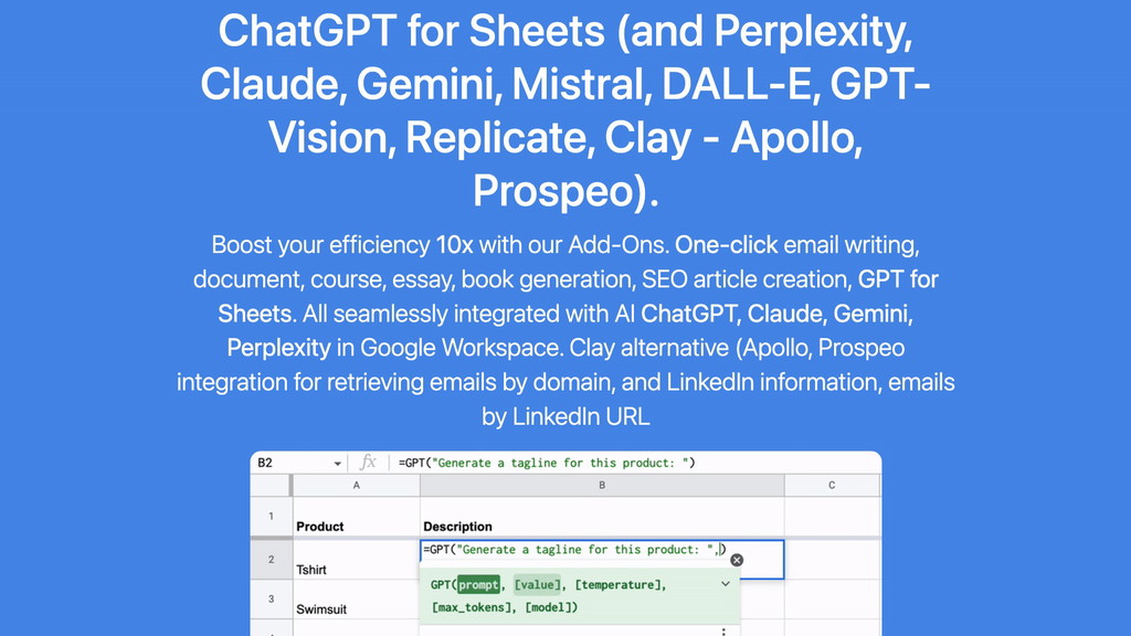 ChatGPT, API integrations, Programmatic SEO, Data Enrichment in Sheets
