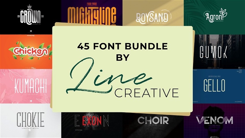 45 Font Bundle by Line Creative
