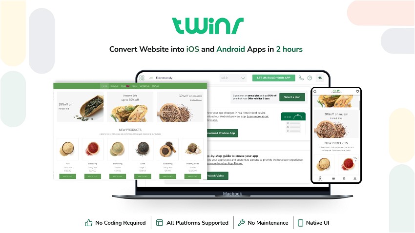 Twinr - Convert Website to Android/iOS Apps