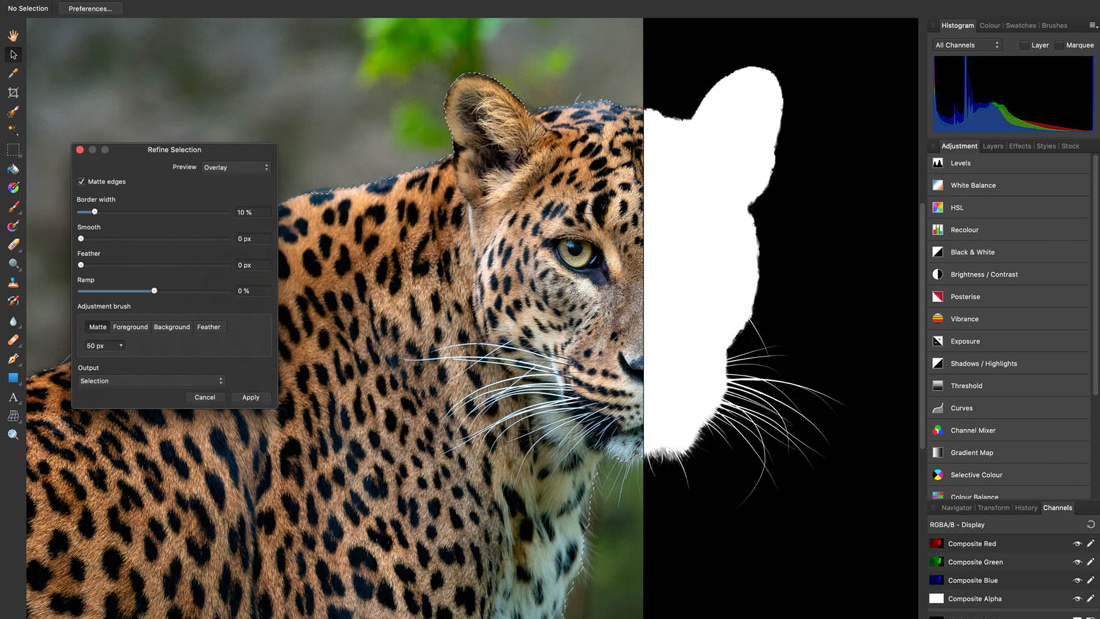 Refine selection tools for exposure, gradient maps, and more