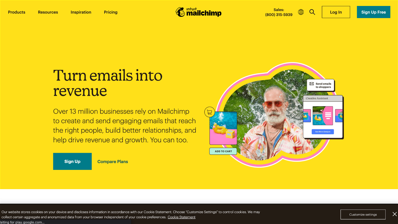 Mailchimp’s homepage