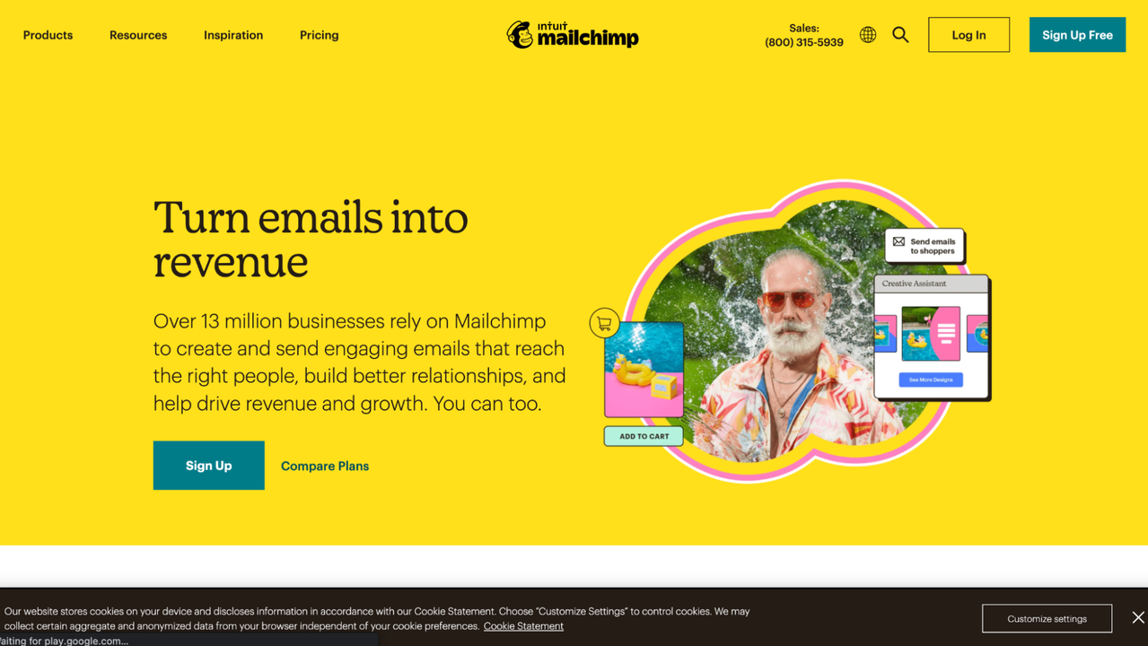 Mailchimp’s homepage
