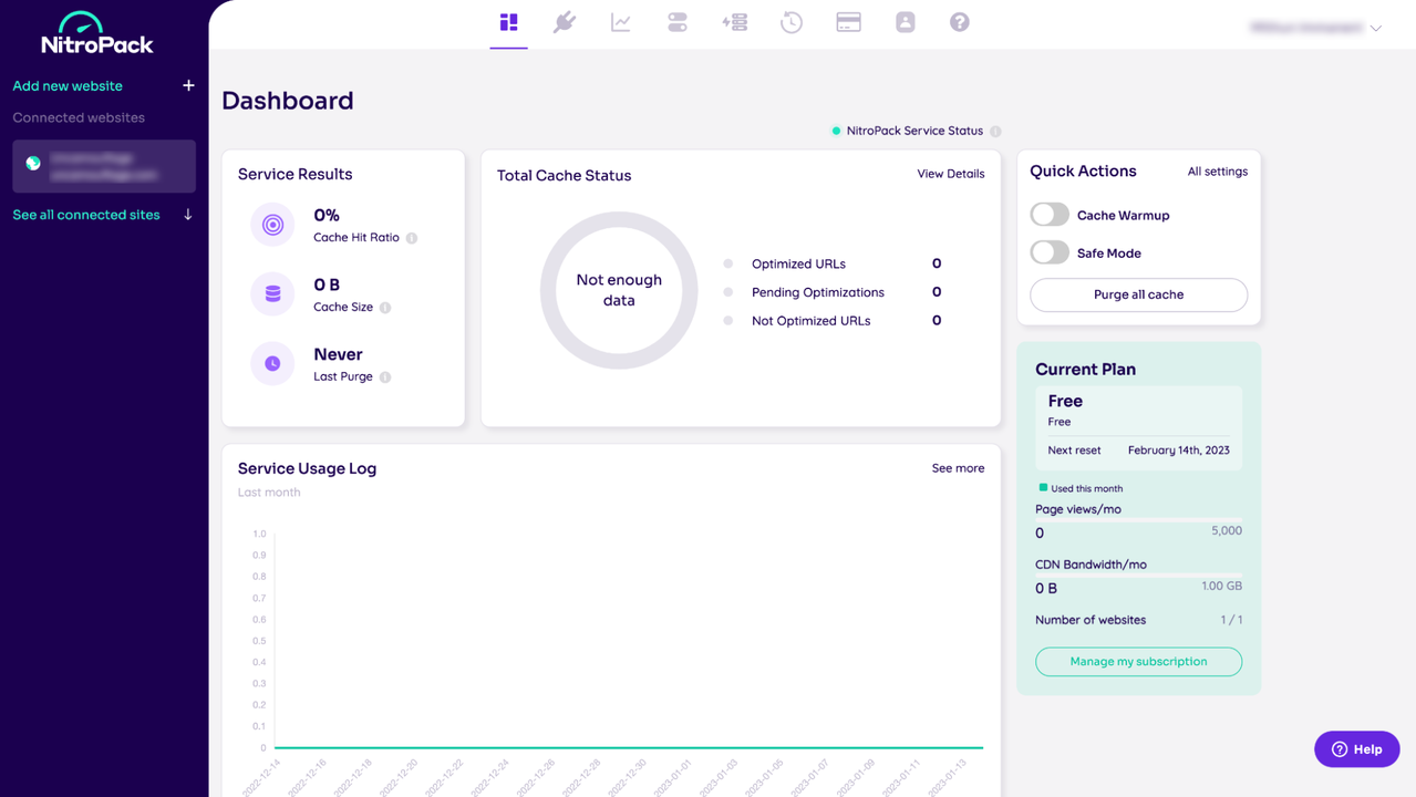 View site data on dashboard