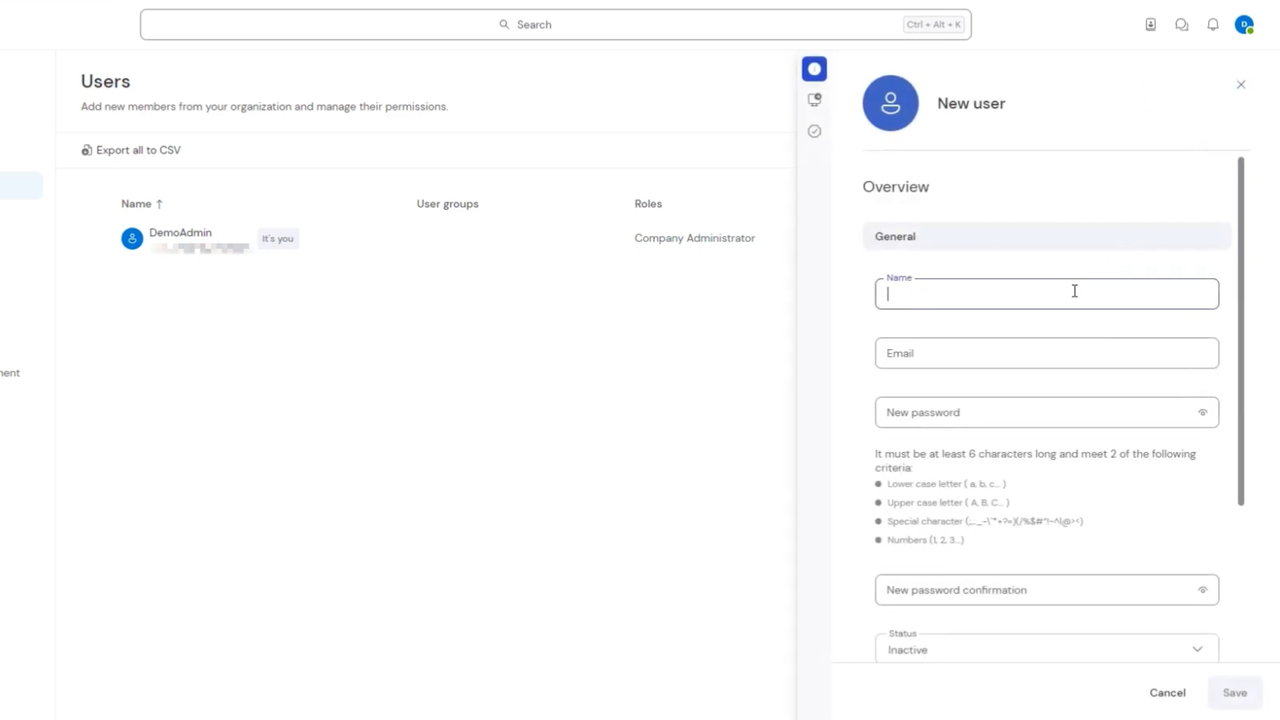 Add new users to your company account