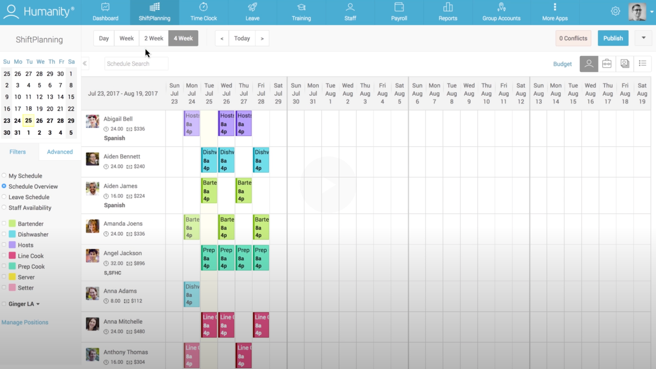 See an overview of the schedule