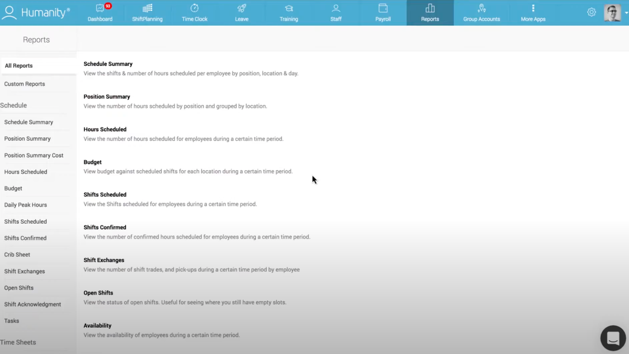Create and export reports