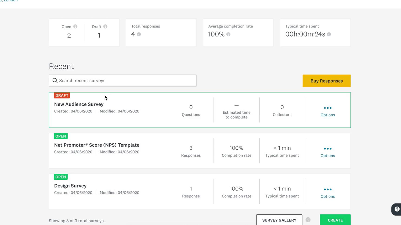Survey dashboard