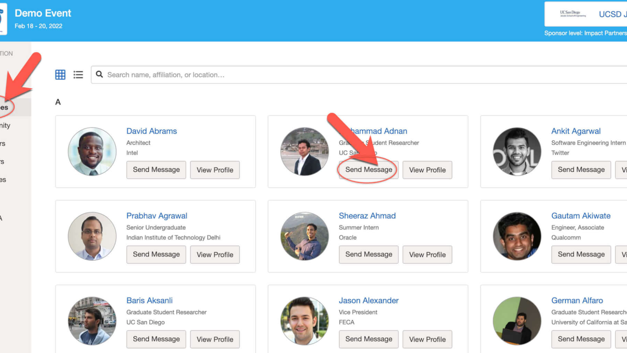Event attendees dashboard
