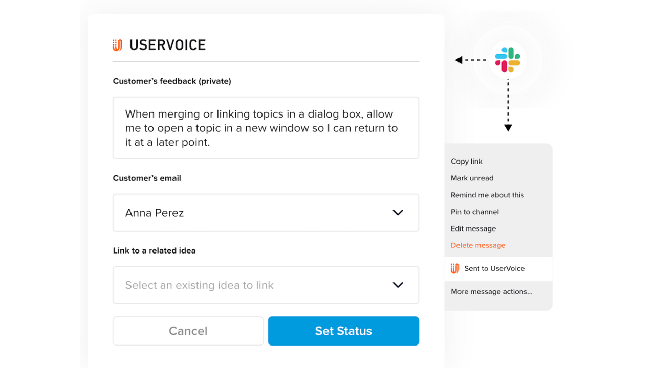 Send status updates and incoming feedback to a dedicated Slack channel