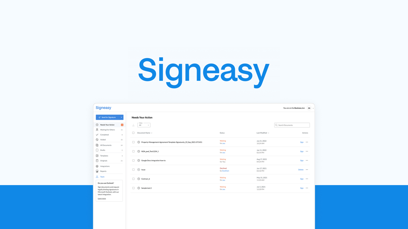 Signeasy Esign, simplify & automate doc workflow AppSumo