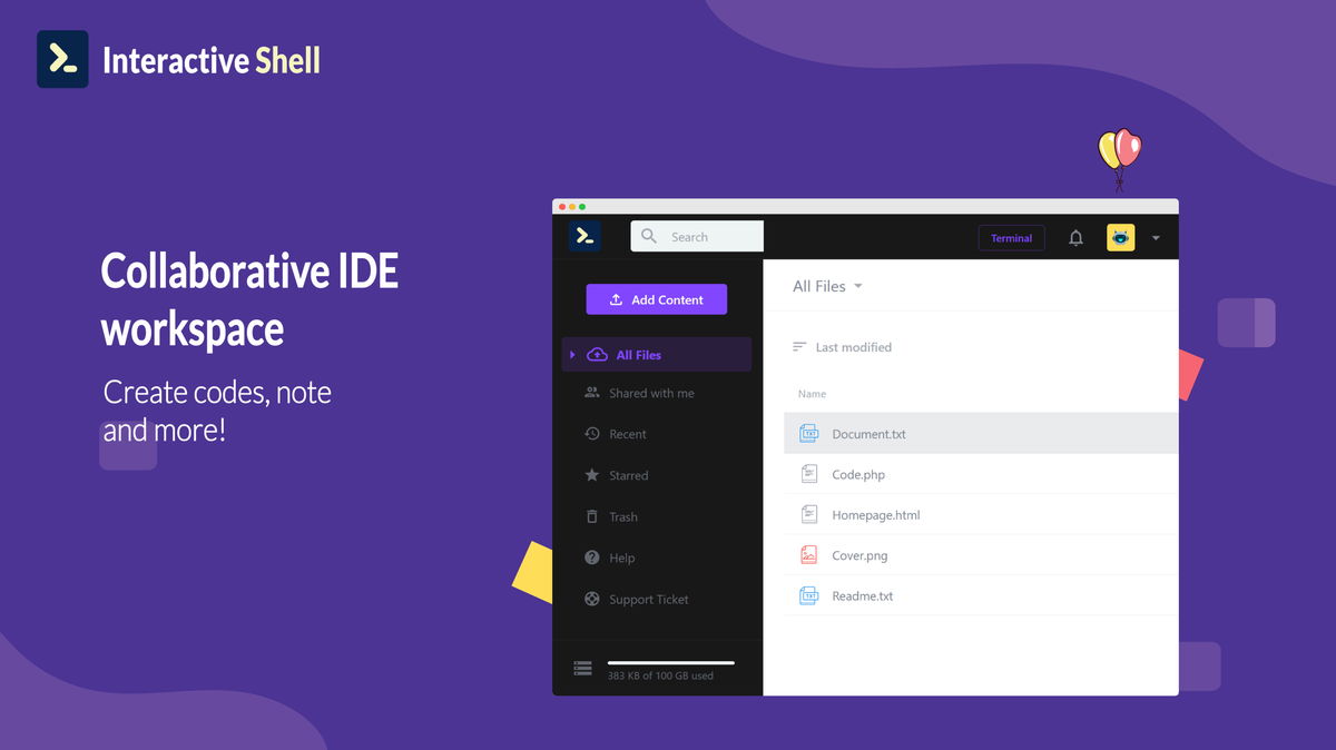 Interactive Shell IDE workspace.