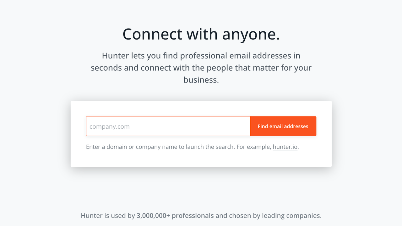 Hunter.io homepage
