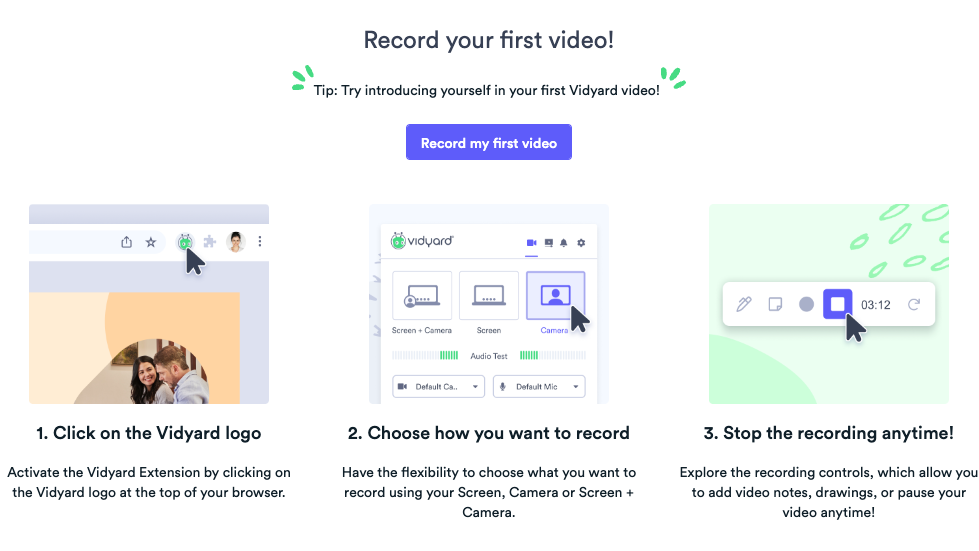 Record videos with the webcam or screen recorder