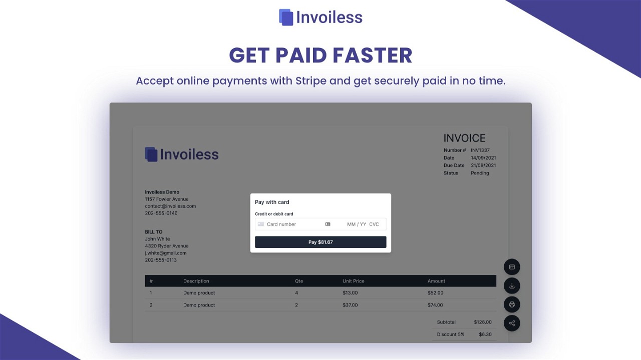 Accept online payments with Stripe and get invoices paid securely