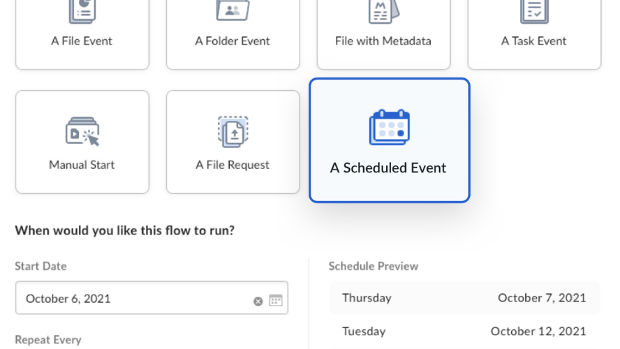 Create workflows with triggers and events using Box.com